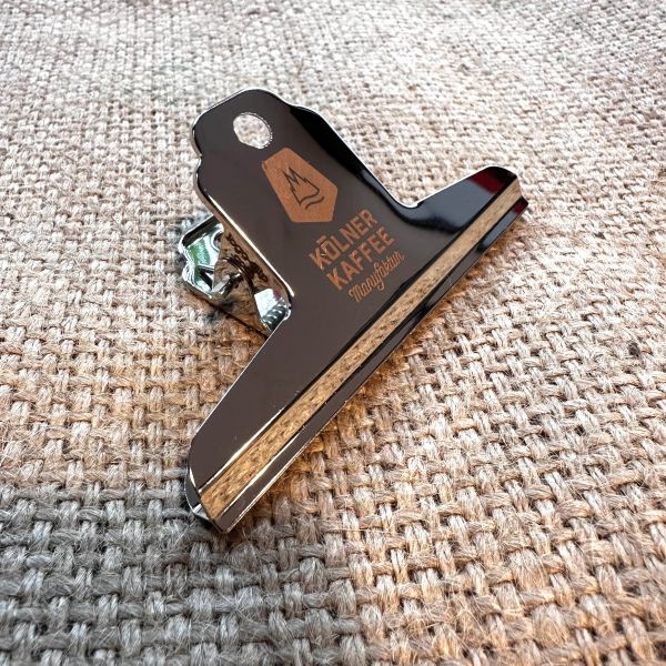 Beutelklemme "Kölner Kaffeemanufaktur" silber